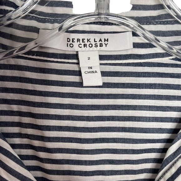 Derek Lam 10 Crosby Size 2 Striped Shirt Tie Waist Mini Dress - Picture 9 of 14